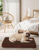 OhGeni orthopedic dog bed brown full view highlighting size for naps