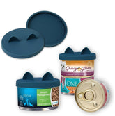 OHMO 2-pack cat food can lids in dark blue for secure storage.