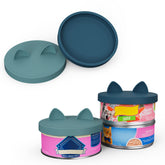 OHMO 2-pack pet food can lids in dark blue seal small cans for freshness