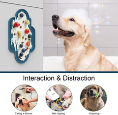 OHMO Cactus Lick Mat on a pet during grooming demonstrates anxiety-reducing boredom relief.