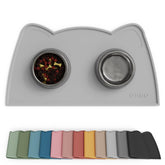 OHMO cat food mat ash gray top view with non-slip surface for mess-free floors