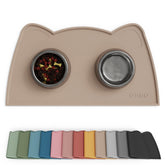 OHMO Cat Food Mat beige front view highlights spill protection and tidy feeding spaces.