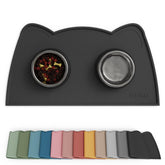 OHMO cat food mat with raised outer lip keeps floors clean during meals.