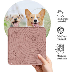 OHMO Lick Mat cosmos maze design visually guides licking and cleans surface debris.