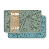 OHMO lick mat blue space star design showing secure attachment and enrichment