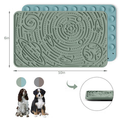 OHMO lick mat green space star design demonstrating secure suction for busy pets