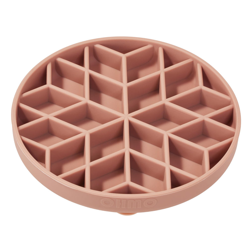 OHMO slow feeder dog bowl diamond coral top view, showing pacing design