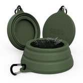 OHMO spill-proof collapsible dog bowl folded for compact travel