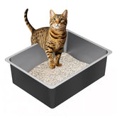 Ohtomber stainless steel litter box top view highlights spacious interior for cats and small pets.