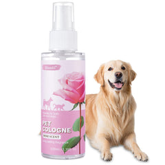 Oivolii pet cologne bottle with rose scent for a long-lasting fresh-smelling pet.