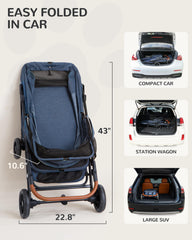 OJCME dog stroller adjustable handle for comfortable pushing at all heights