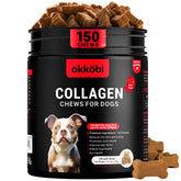 OKKÖBI Collagen for Dogs jar of soft chews supports joint mobility for daily activity.