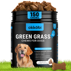 OKKÖBI dog urine neutralizer jar label signals lawn-friendly formula for vibrant grass