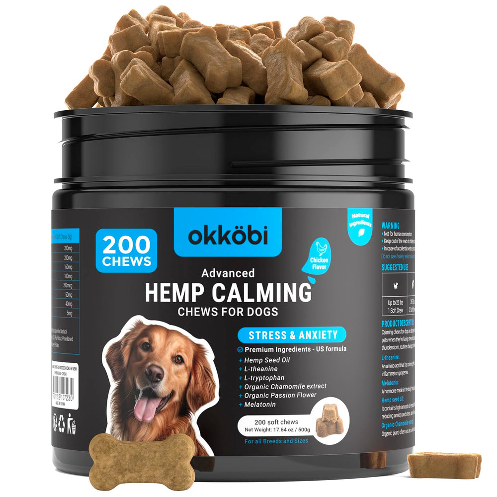 OKKÖBI Hemp Calming Chews chicken flavor pack for dogs