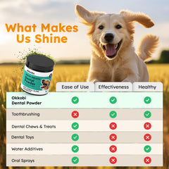 OKKÖBI natural-ingredients brown algae spinach green-tea powder blend for dental care.