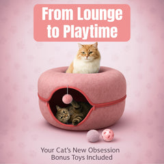Okoco Cat Tunnel Bed 2-in-1 round tube for lounging and play