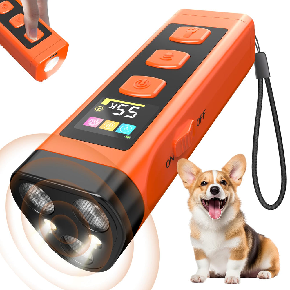 OKSJ Dog Bark Deterrent Device front view, compact humane training aid for indoors