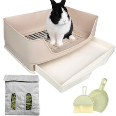 Oleisert large rabbit litter box front view showing spacious interior for bigger bunnies.