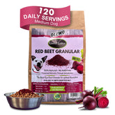 Olewo Red Beets for Dogs Granular packaging signals a natural skin support supplement.