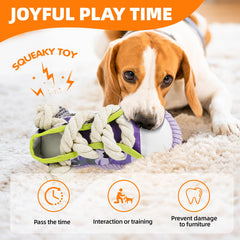 OLHHZX dog squeaky toy cotton rope core provides durable chew feel