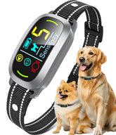 Oliry Smart AI Bark Collar worn on a dog during a walk for controlled barking.