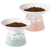 OMAYKEY elevated cat bowls with 4.3-inch height for easier dining