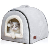 OMIVIER cat bed foldable gray exterior offers a cozy hideaway for indoor cats.