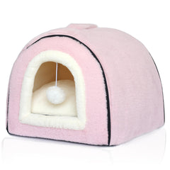 OMIVIER cat bed foldable pink provides easy storage and a cozy hideaway for indoor cats.