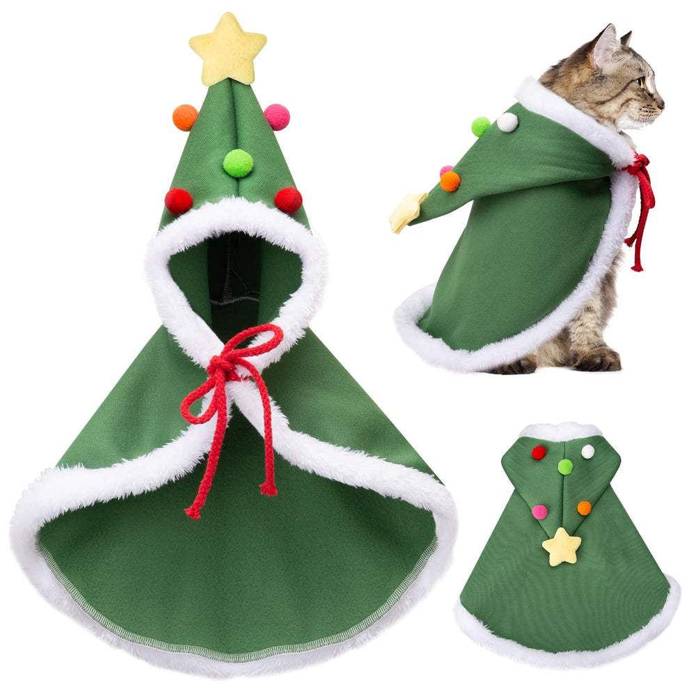 ONCOFAN cat Christmas cape front view with cozy fleece for festive warmth