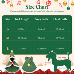 ONCOFAN dog Christmas cape side view with easy snap closure for quick dressing