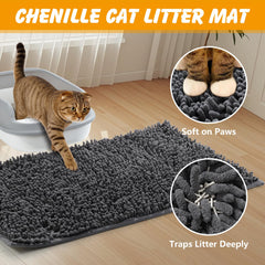 ondware Chenille Cat Litter Mat close-up traps litter for clean paws