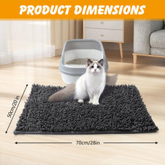 ondware Chenille Cat Litter Mat non-slip backing keeps mat in place