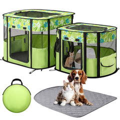 Ondware portable cat playpen with detachable dual compartments for flexible play and litter areas.