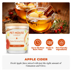 One Fur All Pet House Fall Candles Apple Cider close-up shows clean burning soy wax