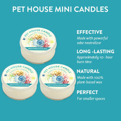 One Fur All Pet House Mini Candles Mediterranean Sea packaging back highlighting gift-ready presentation