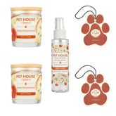 One Fur All value pack image: candle, spray, and car fresheners for long-lasting pet odor control.