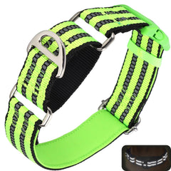 ONEFOJOJO martingale collar in green, reflective for safer night walks.
