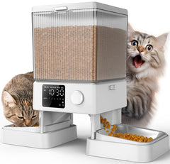 oneisall automatic cat feeder dispenses dry food for two cats, promoting balanced meals