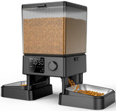 oneisall automatic cat feeder front view with dual bowls for two cats and portion control.