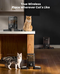 oneisall cordless-wifi-automatic-cat-feeder dispensing mechanism demonstrates smooth dispensing for kibble up to 0.7 inches
