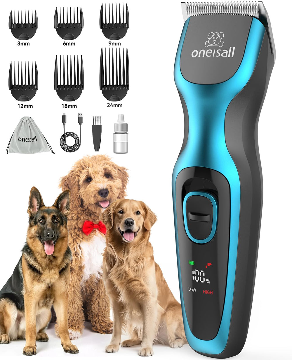 Oneisall dog clippers on a thick coat for precise trimming.