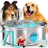 Oneisall dog fountain 7L-capacity view shows ample water for multi-pet homes.