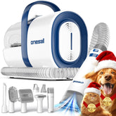 oneisall dog grooming vacuum front view shows compact all-in-one grooming kit for home use.
