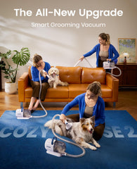oneisall dog grooming vacuum side view shows compact design for home grooming.