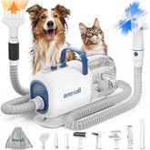 oneisall dog vacuum dryer in-use demonstrates mess-free grooming at home