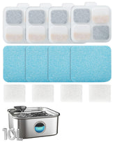 Oneisall dog water fountain with 4-set filters assembly captures debris for easier maintenance.