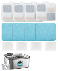 Oneisall dog water fountain with 4-set filters assembly captures debris for easier maintenance.