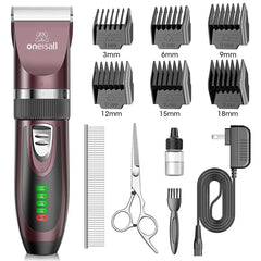 Oneisall Low Noise Dog Clippers with cordless design for stress-free grooming.