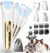 Oneisall Quiet Dog Grooming Kit with LED light enables precise at-home trimming.