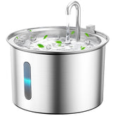oneisall stainless steel cat water fountain front view showing durable design for daily use.